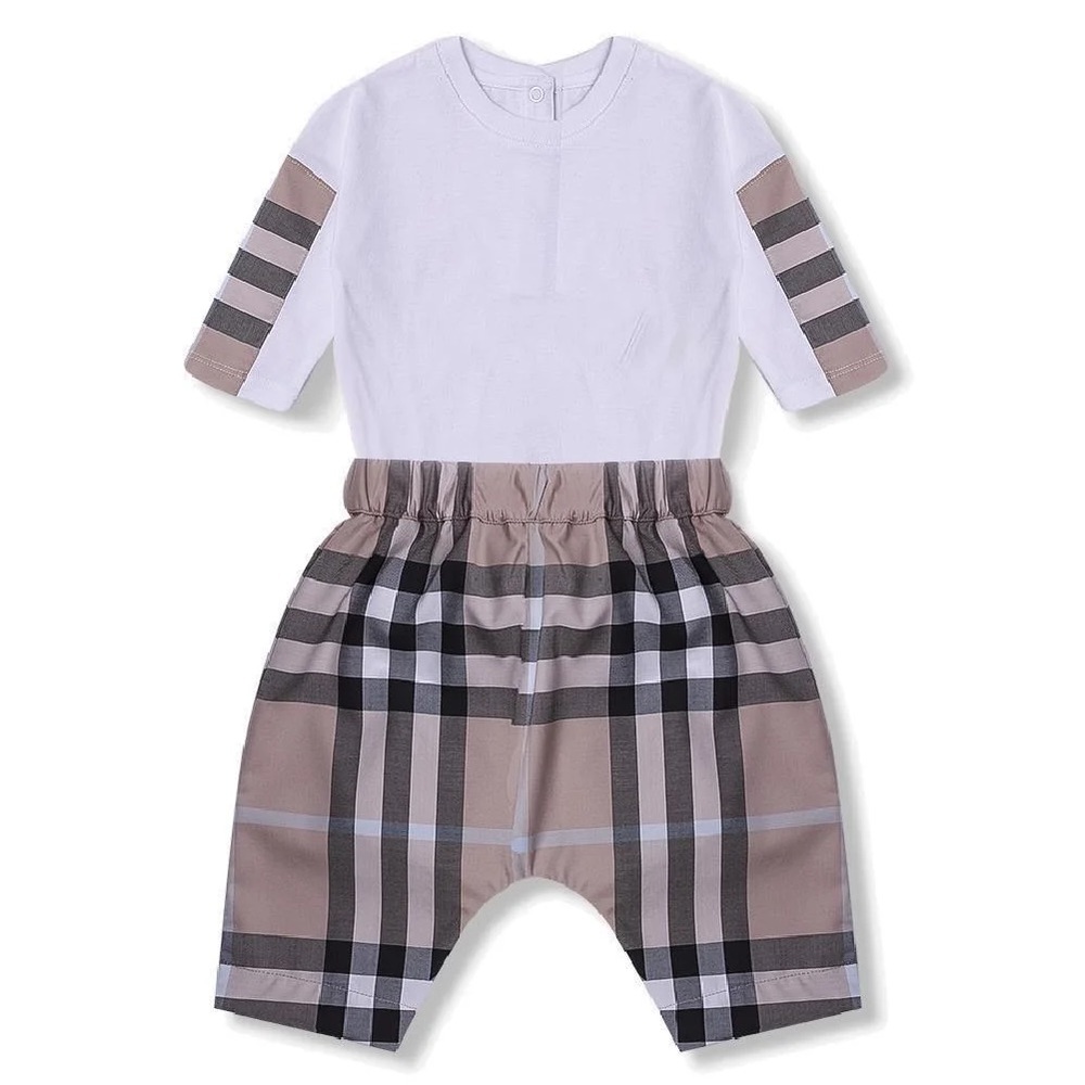 Unisex Pale Sand Vintage Check Piero Cotton Set